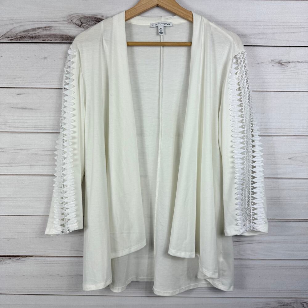 Women's‎ Notations Ivory White Draped Open Cardigan Size Medium